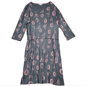 Boden Hettie Floral Jersey 3/4 sleeve Tunic Dress Pockets Size 14R
